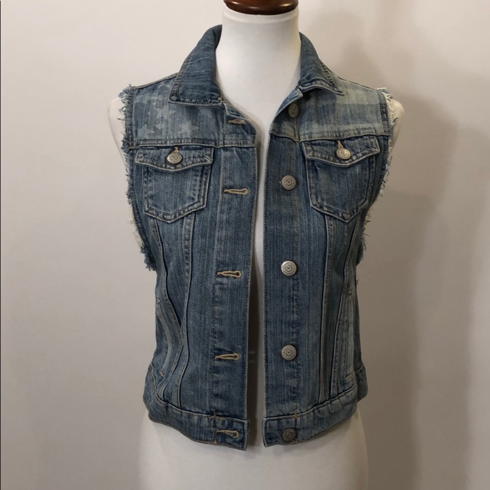 Aeropostale Size S Star/Stripe Denim Vest